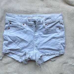 American Eagle Outfitters White Jean Shorts Frayed Hem